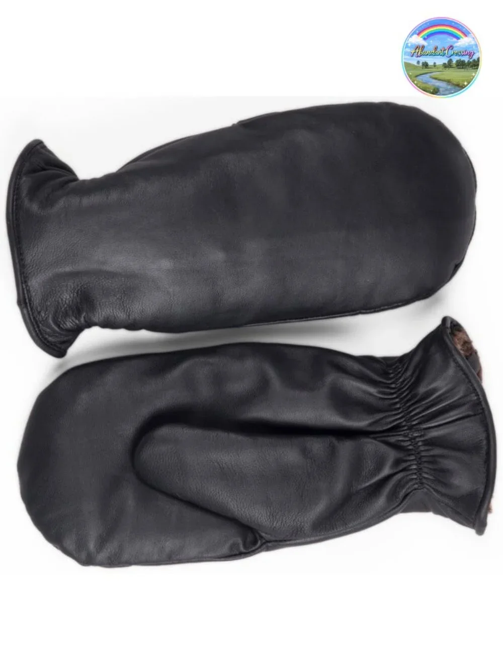 Genuine Shearling Sheepskin Lined Leather Mittens, Waterproof, Unisex Winter